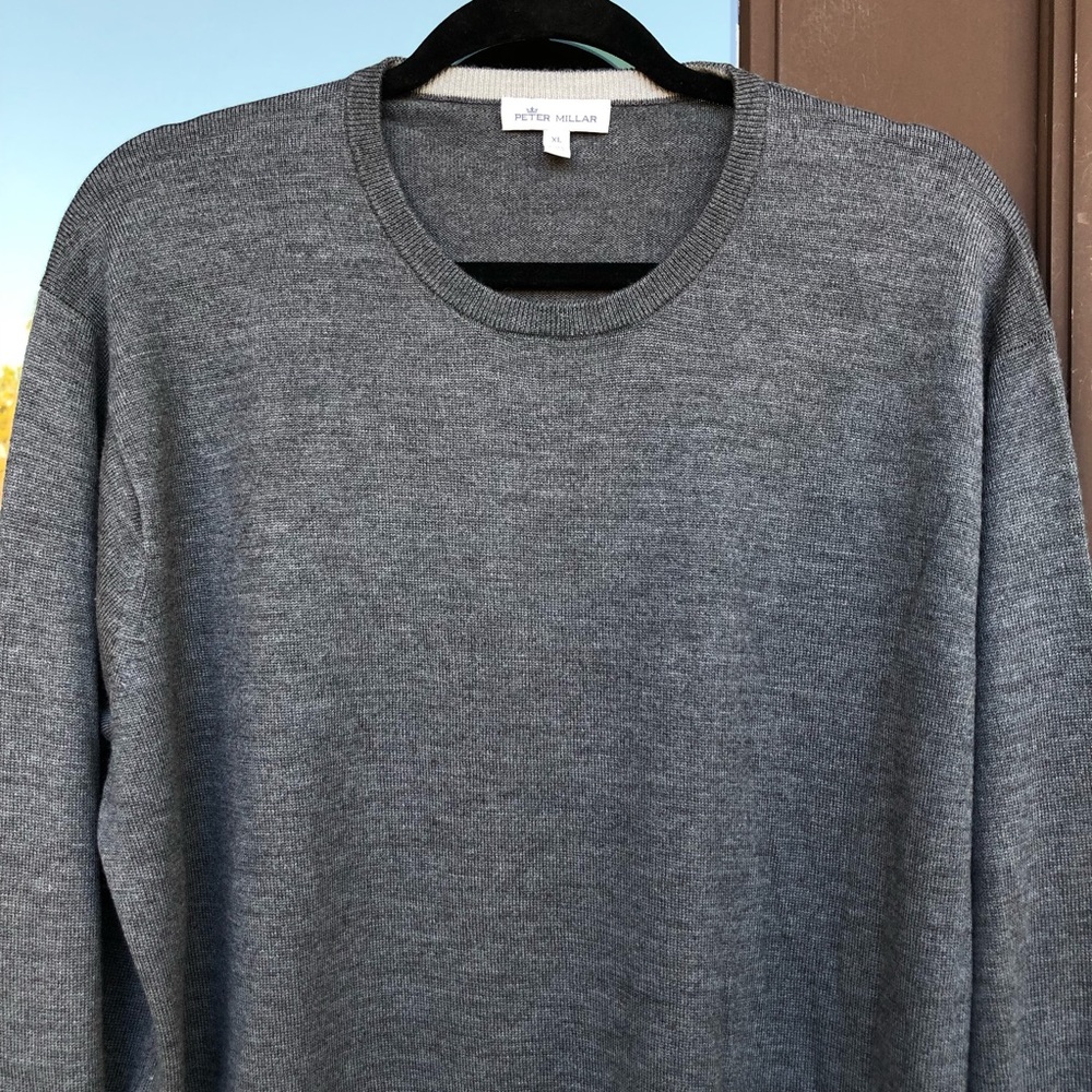 Peter Millar Crown Soft Crewneck Grey Wool/Silk Blend Sweater XL